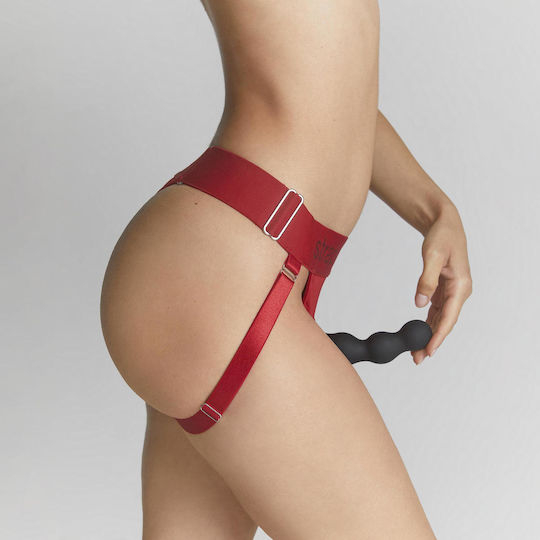 Εσώρουχο Ζώνη Strap On Διπλή Διείσδυση Unique Double Penetration Strap On Harness Κόκκινη