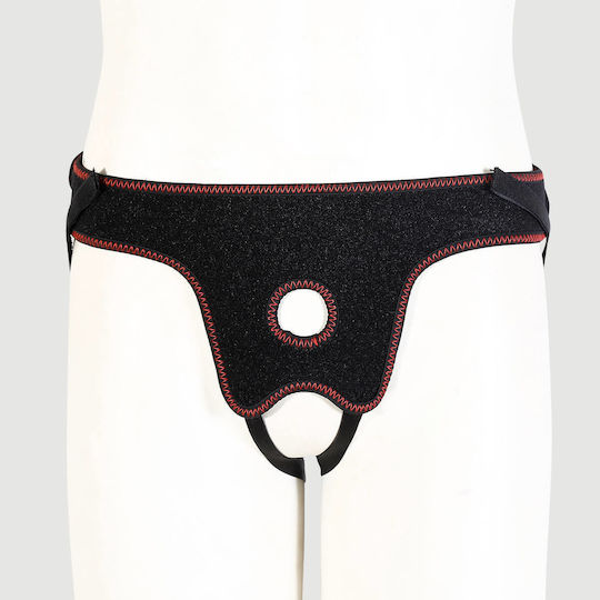 Crotchless Strap On Harness Velvet Touch & Stitching Velcro Adjustable Black