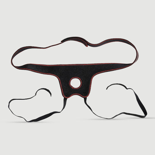 Crotchless Strap On Harness Velvet Touch & Stitching Velcro Adjustable Black