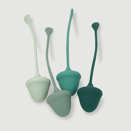 Set aus Silikon Vaginalkugeln Sexopolis Wellness Kegeltrainer Kirsch Premium Silikon Kegel Kugeln Set Grün