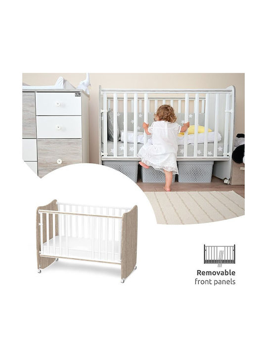 Lorelli Stars White Baby Crib with Wheels