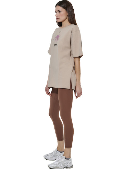 Damen Lang Leggings Braun