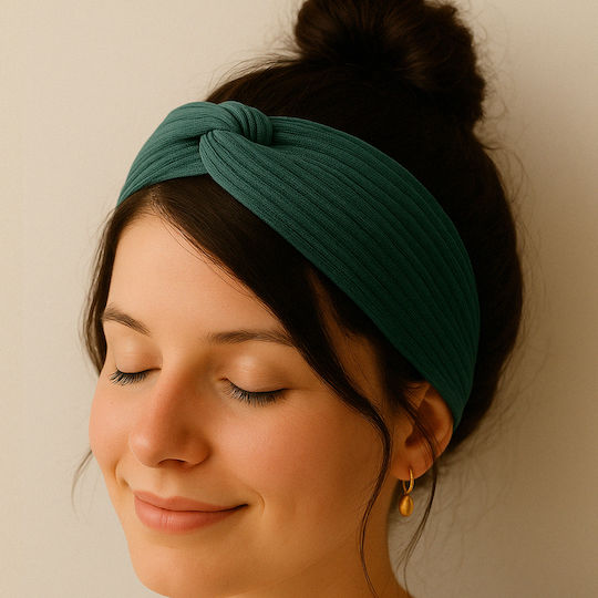 Gekreuztes Stirnband Haar In Solidem Rippstrick Mesh Chic Grünes