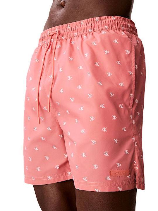 Medium Drawstring Ανδρικό Μαγιό Σορτς Σομόν με Σχέδια