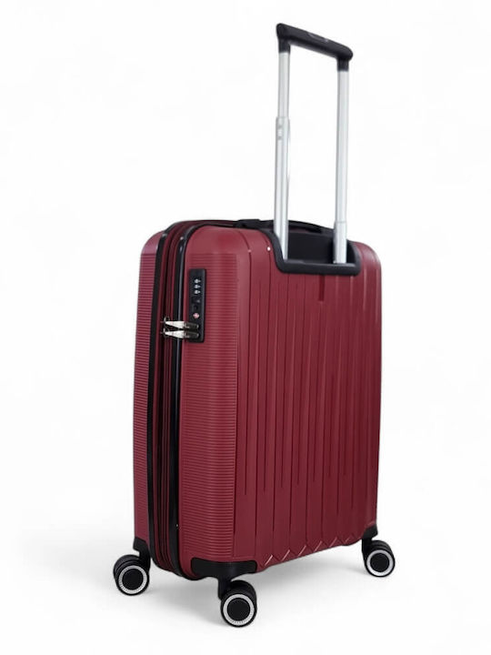 Rain Cabin Hard Burgundy Suitcase with 4 Wheels Height 55cm