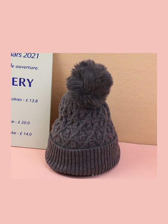 Beanie Unisex Σκούφος Πλεκτός σε Γκρι χρώμα