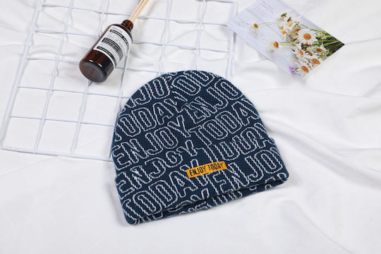 Beanie Unisex Σκούφος Πλεκτός σε Μπλε χρώμα