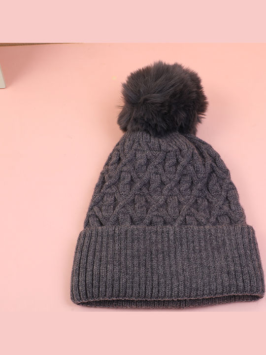 Beanie Unisex Σκούφος Πλεκτός σε Γκρι χρώμα