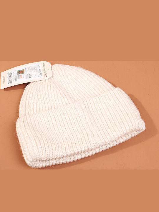 Beanie Unisex Σκούφος Πλεκτός σε Μπεζ χρώμα