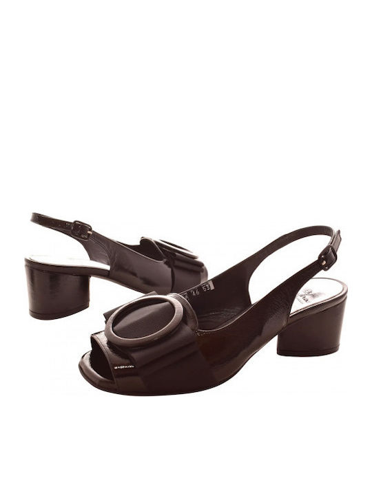 Leather Heels with Low Heel Black