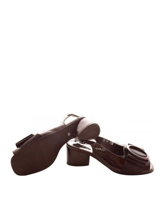 Leather Heels with Low Heel Black