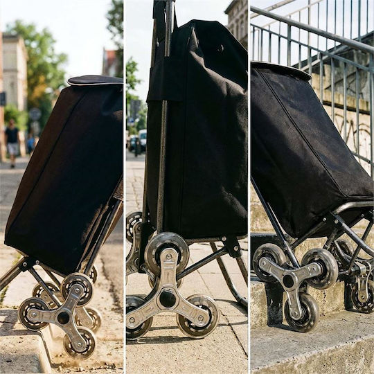 Plastic Shopping Trolley Foldable Black 40lt