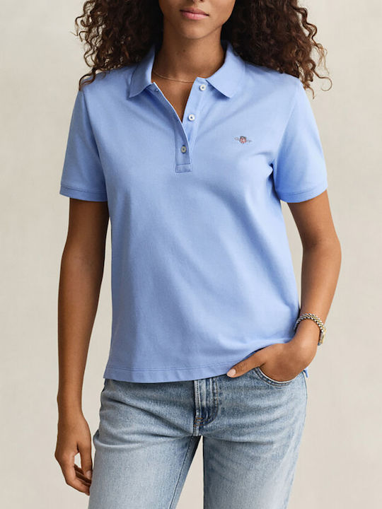Gant Reg Shield Bluză Polo Damă Mâneci Scurte Albastru Deschis