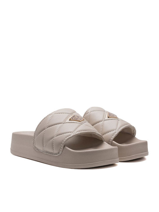 Lotty Slides in Beige Colour