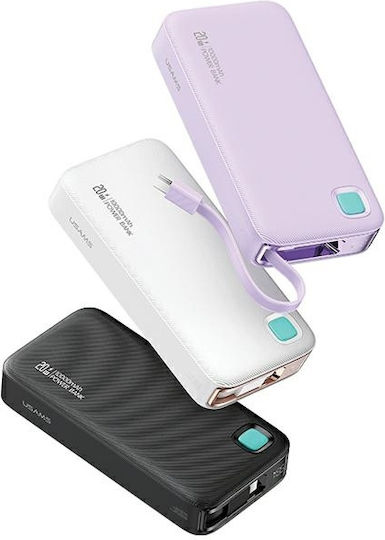 Usams CD224 Power Bank 10000mAh 20W mit USB-A Ausgangsanschlüsse und USB-C Ausgangsanschlüsse Lila