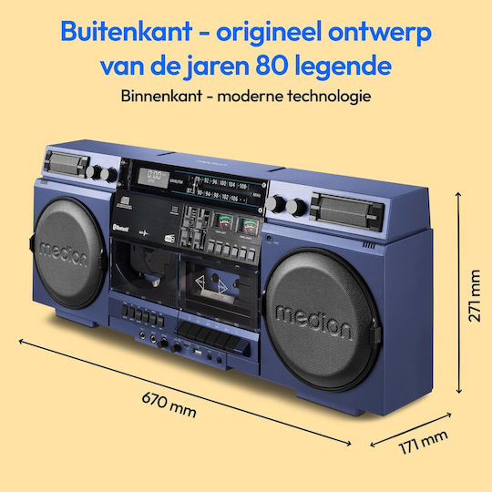 Medion Преносима Аудиосистема с Bluetooth CD USB Радио Син