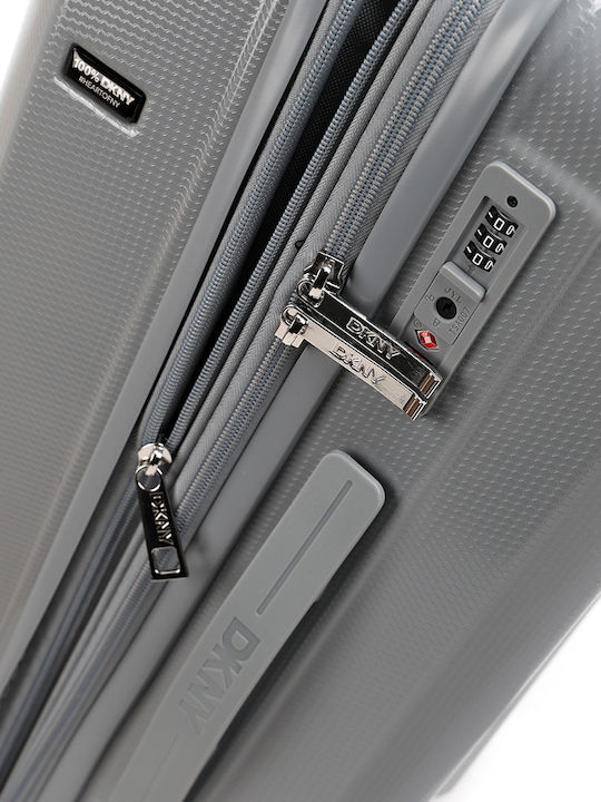 DKNY Large Hard Gray Travel Suitcase With 4 Wheels
