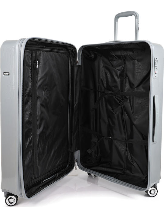 DKNY Large Hard Gray Travel Suitcase With 4 Wheels