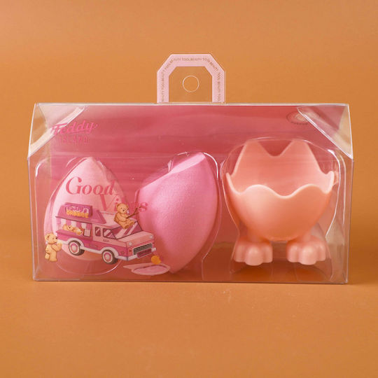 Teddy Island Series Σετ 2 Beauty Blenders Θήκη Εύκολη Αποθήκευση