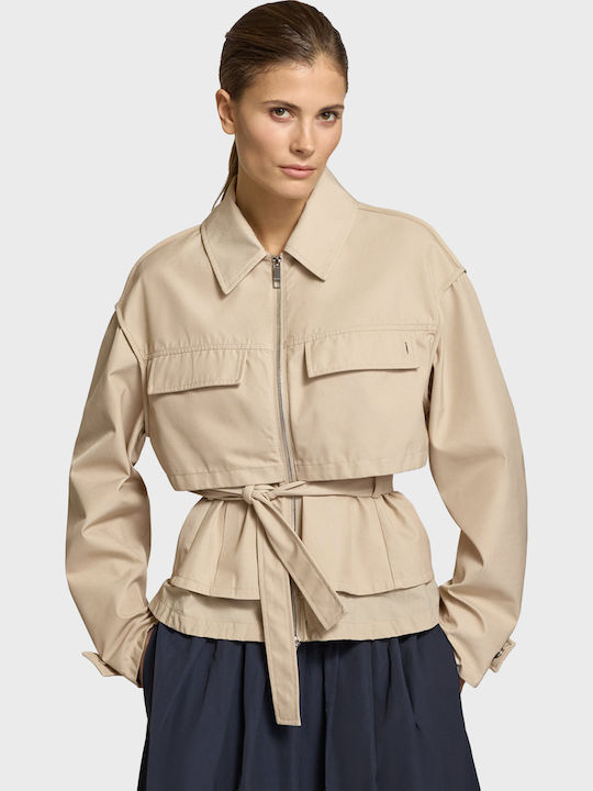 Long Women's Jacket for Winter Beige
