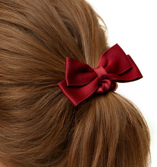 Scrunchie Елегантен Ластик За Коса От Сатен С Панделка В Червено