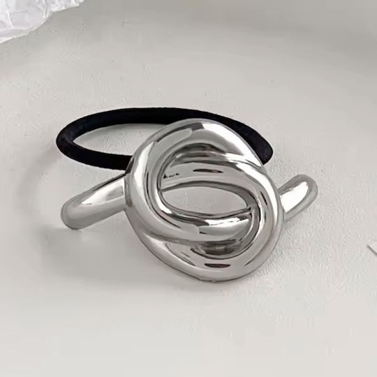 Elastic Fantasy Pentru Păr Nod Sculptural Chic Argintiu