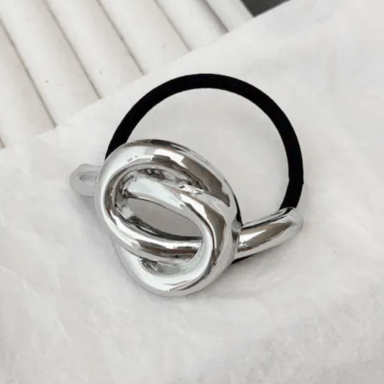 Elastic Fantasy Pentru Păr Nod Sculptural Chic Argintiu