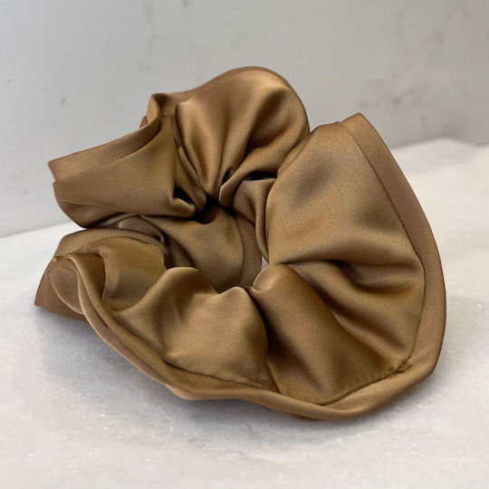 Scrunchie Clasic Din Mătase Uni Pentru Păr Minimalist Maro