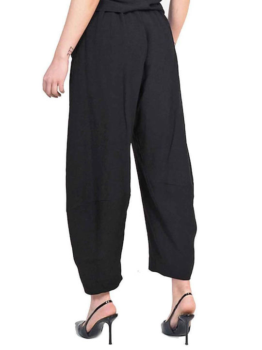 Moutaki Women's Fabric Trousers with Rubber Band Black