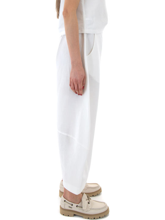 Moutaki Women's High Rise Fabric Trousers Ecru