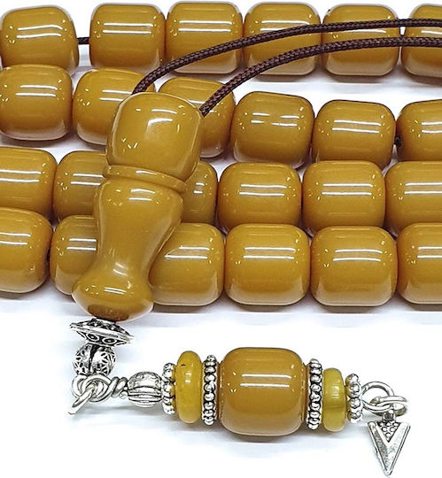 Roloi Komboloi Worry Beads with 33 Beads Made of Mastic Length 35cm Yellow