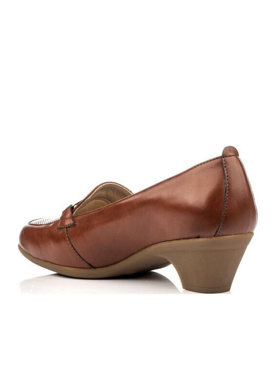 Leather Women's Moccasins in Tabac Brown Colour
