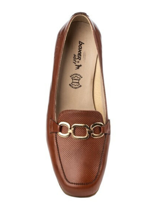 Leather Women's Moccasins in Tabac Brown Colour