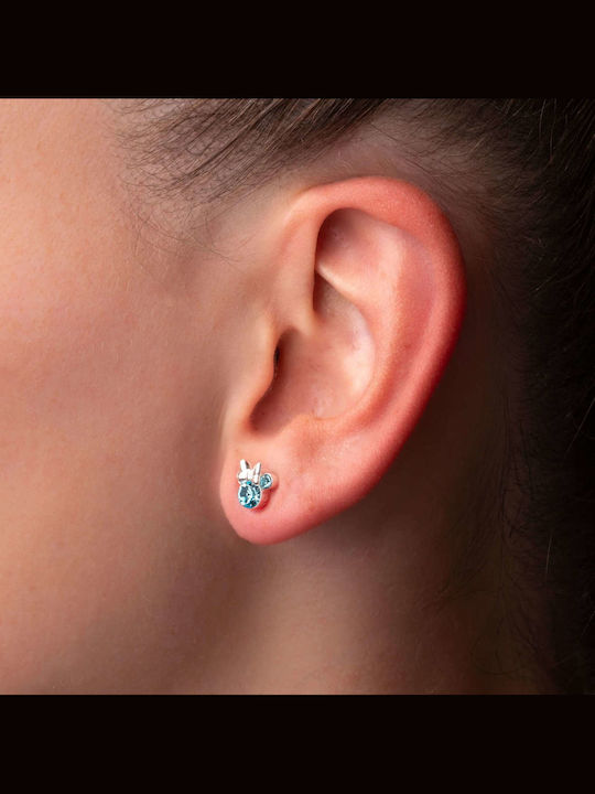Disney Minnie Mouse Kids Earrings Studs with Stones Silver