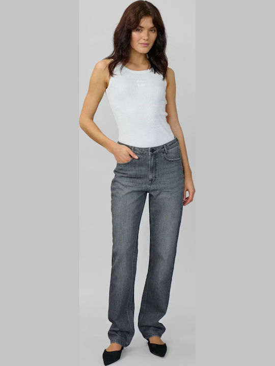 High Rise Women's Jean Pants in Straight Leg Gray