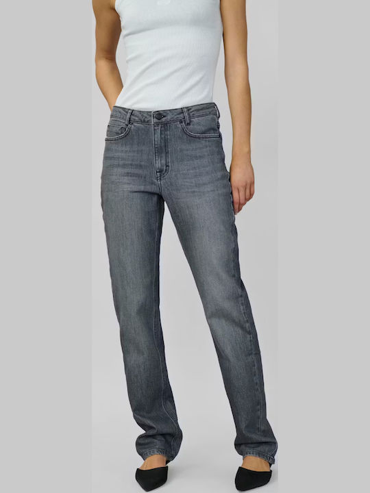 High Rise Women's Jean Pants in Straight Leg Gray