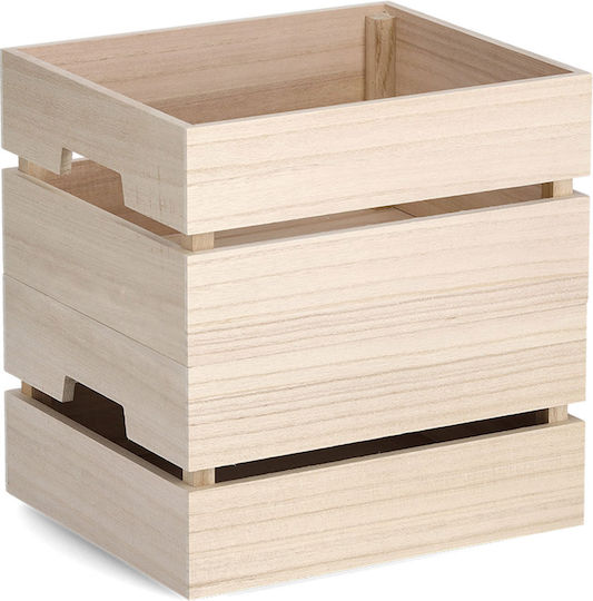 Cutie de Depozitare din Lemn cu Capac Bej 28x24x14.5cm