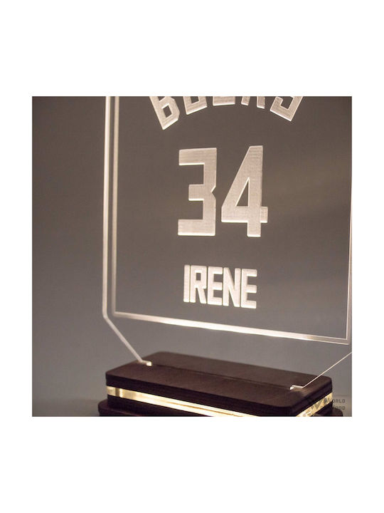 World of Wood Decorative Table Lamp Basketball Jersey With Number And Name LED 22x14cm