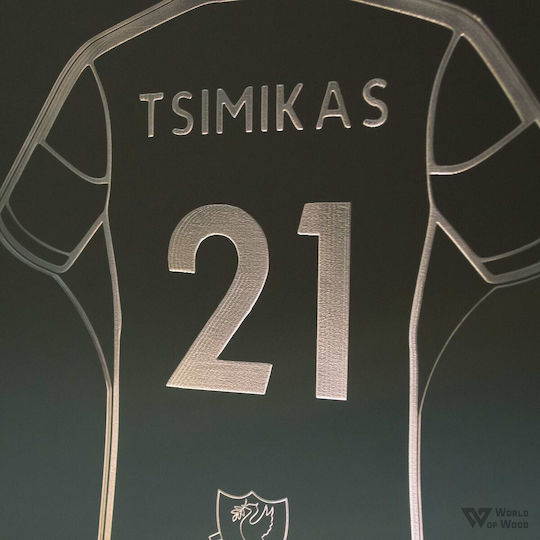 World of Wood Decorative Table Lamp Football Jersey With LED Logo 22x15cm