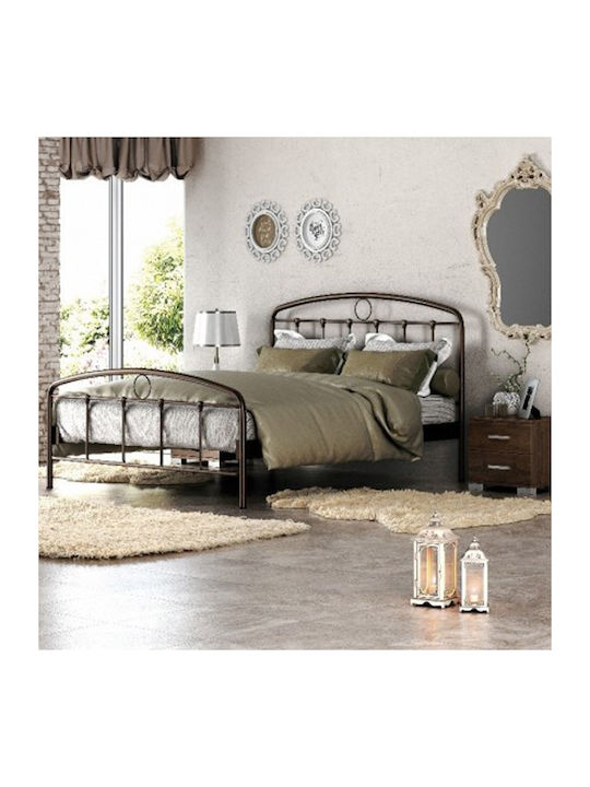 Basic Bed Queen Metal Brown for Mattress 160x200cm