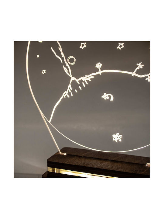 World of Wood Decorative Table Lamp Planet Little Prince LED Warm White Love 19x17cm