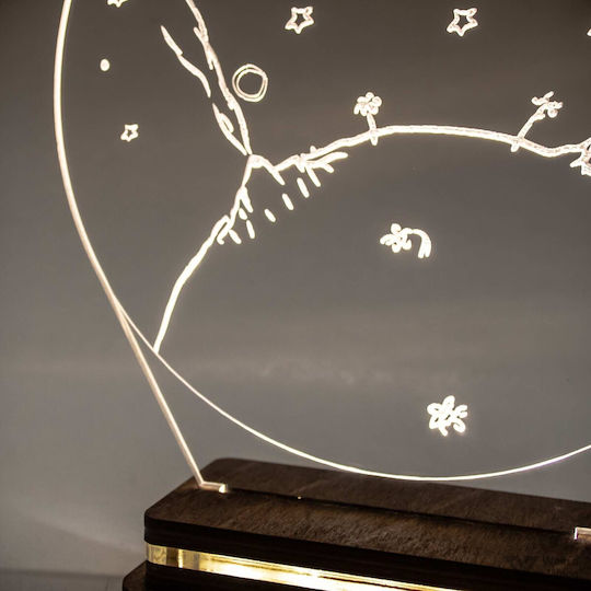 World of Wood Decorative Table Lamp Planet Little Prince LED Warm White Love 19x17cm