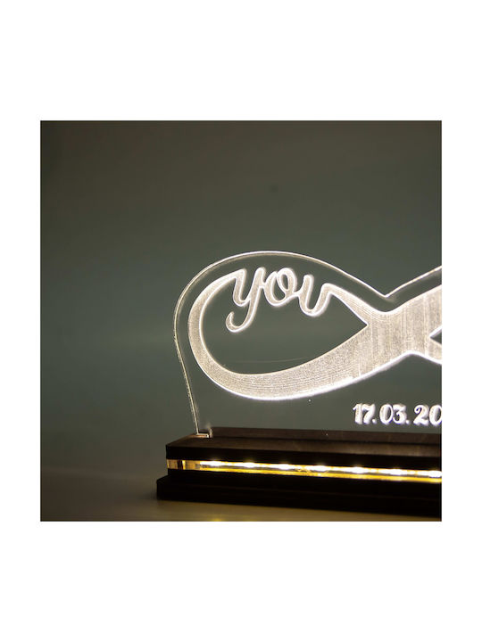 World of Wood Decorative Table Lamp Infinity You & Me LED Warm White Love 10x22cm