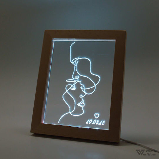 World of Wood Dekoratives Tischlicht Abstract Kiss LED Liebe