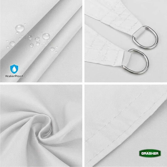 Grasher Square Shade Sail White With Hoops 5x5m 180gr/m²