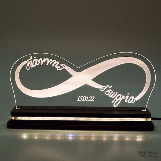 World of Wood Decorative Table Lamp Infinity With Names LED Warm White Love 10x22cm