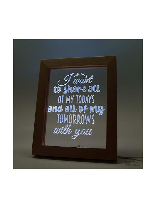 World of Wood Decorative Table Lamp Quote Todays And Tomorrows LED Love