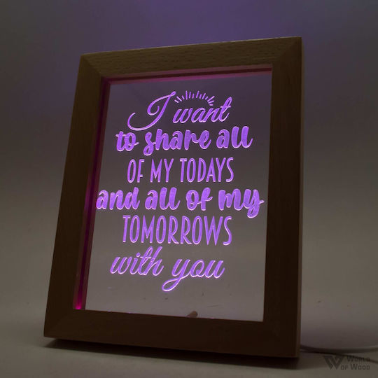 World of Wood Διακοσμητικό Φωτιστικό Quote -todays And Tomorrows LED Love