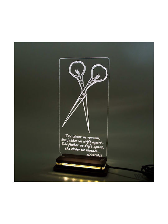 World of Wood Decorative Table Lamp Dali Scissors LED Warm White Love 22x11cm