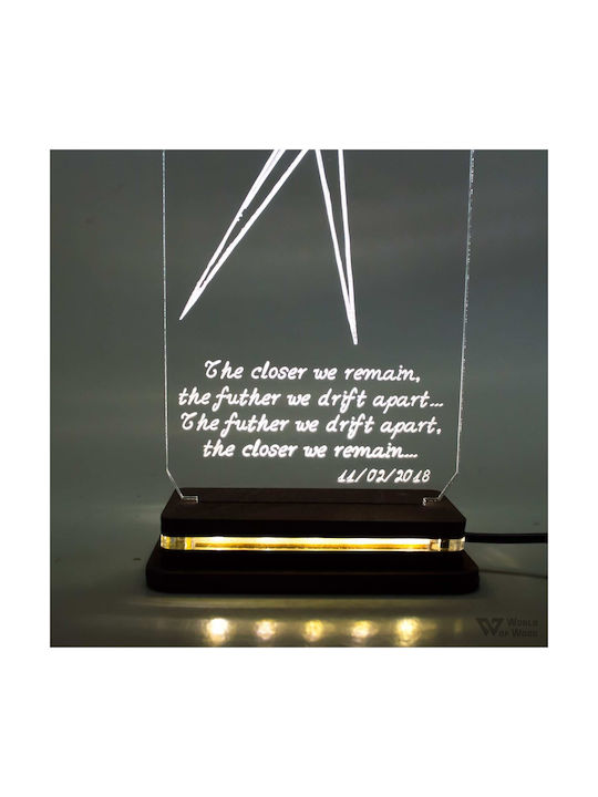 World of Wood Decorative Table Lamp Dali Scissors LED Warm White Love 22x11cm